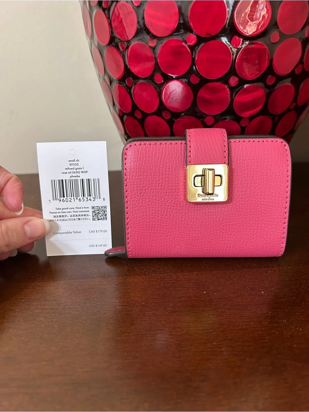 Kate Spade Pink Phoebe Small Card Holder - Rose Oil MSRP $149